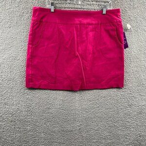 Eight Clovers Womens Straight Skirt 18 Red Sangria Pull On Elastic Waist Pocket
